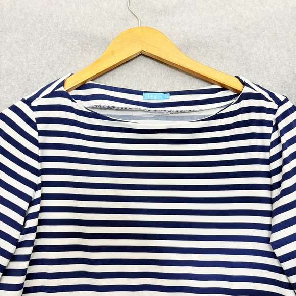 J. McLaughlin Catalina Cloth Nautical Striped Top Sz. L Stretch Vacation Preppy - Picture 3 of 6